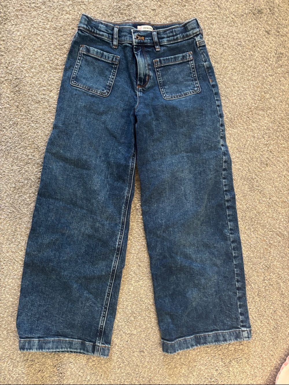 Crewcuts Relaxed Wide-Leg Jeans in Dark Blue Denim